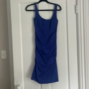 Nicole Miller size 2 blue ruched dress.